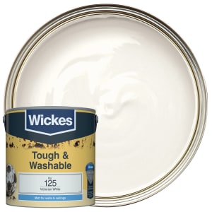 Wickes Tough & Washable Matt Emulsion Paint - Victorian White No.125 - 2.5L