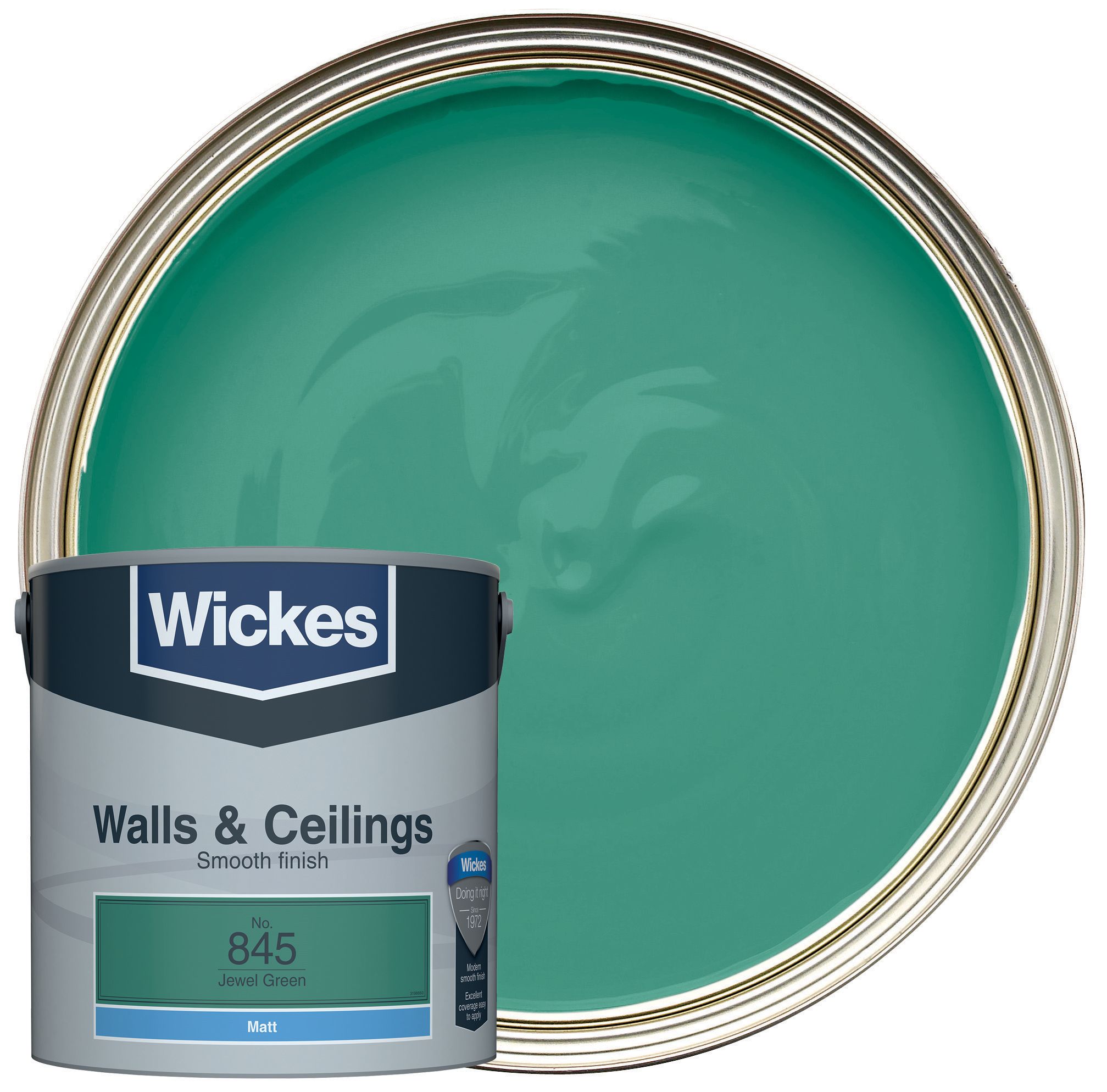 Wickes Vinyl Matt Emulsion Paint - Jewel Green No.845 - 2.5L