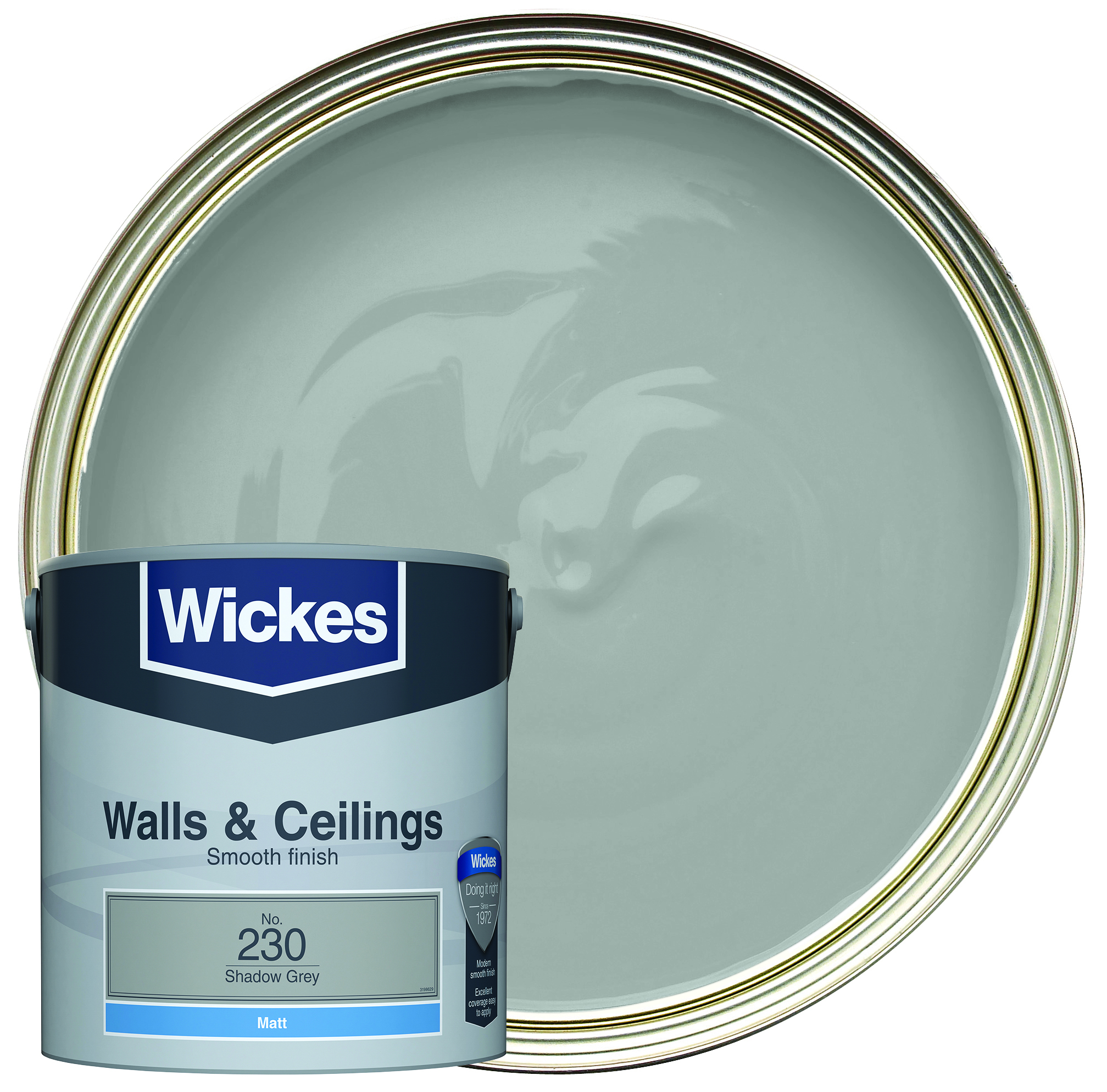 Wickes Vinyl Matt Emulsion Paint - Shadow Grey No.230 - 2.5L