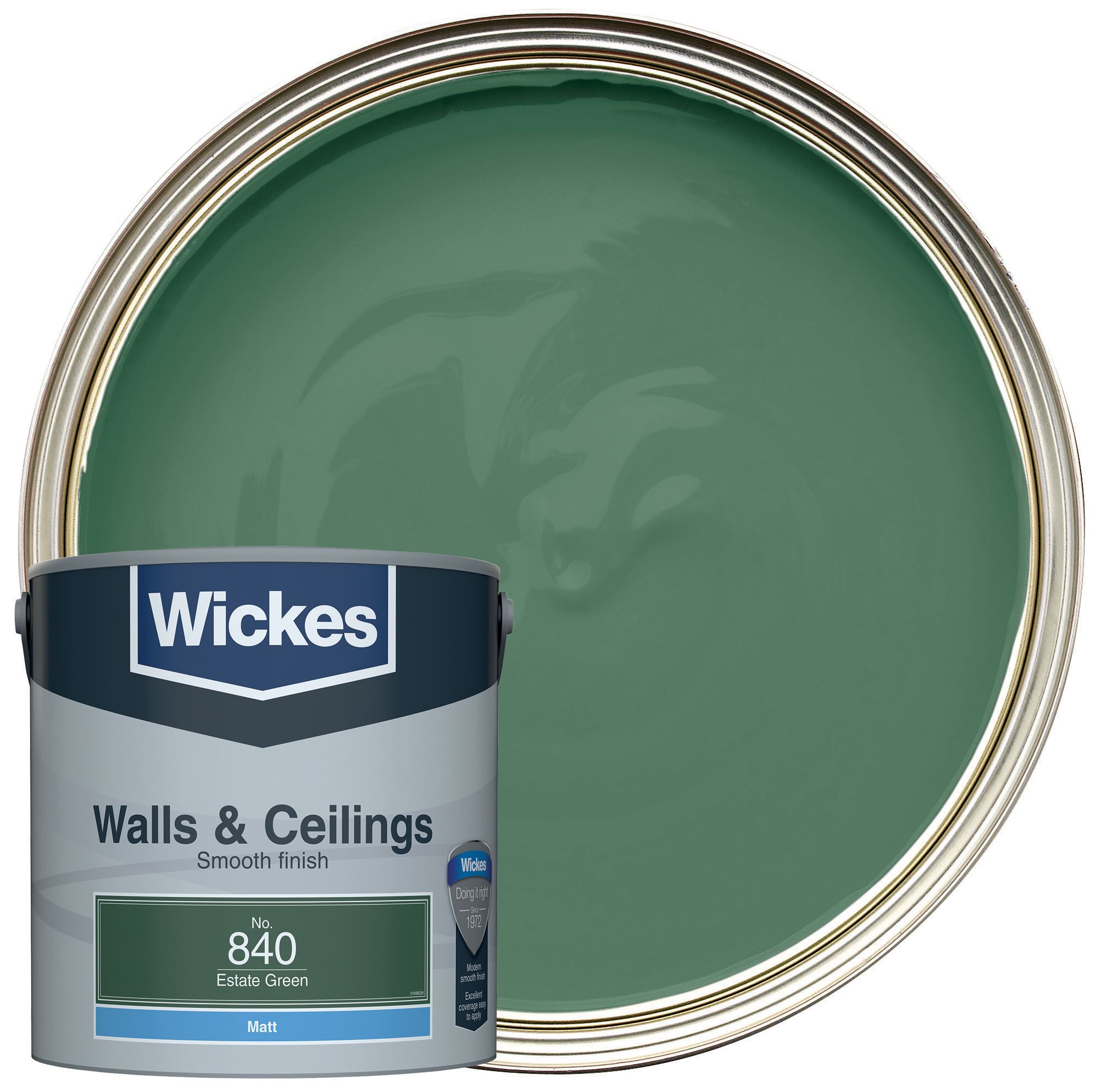 Wickes Vinyl Matt Emulsion Paint - Estate Green No.840 - 2.5L