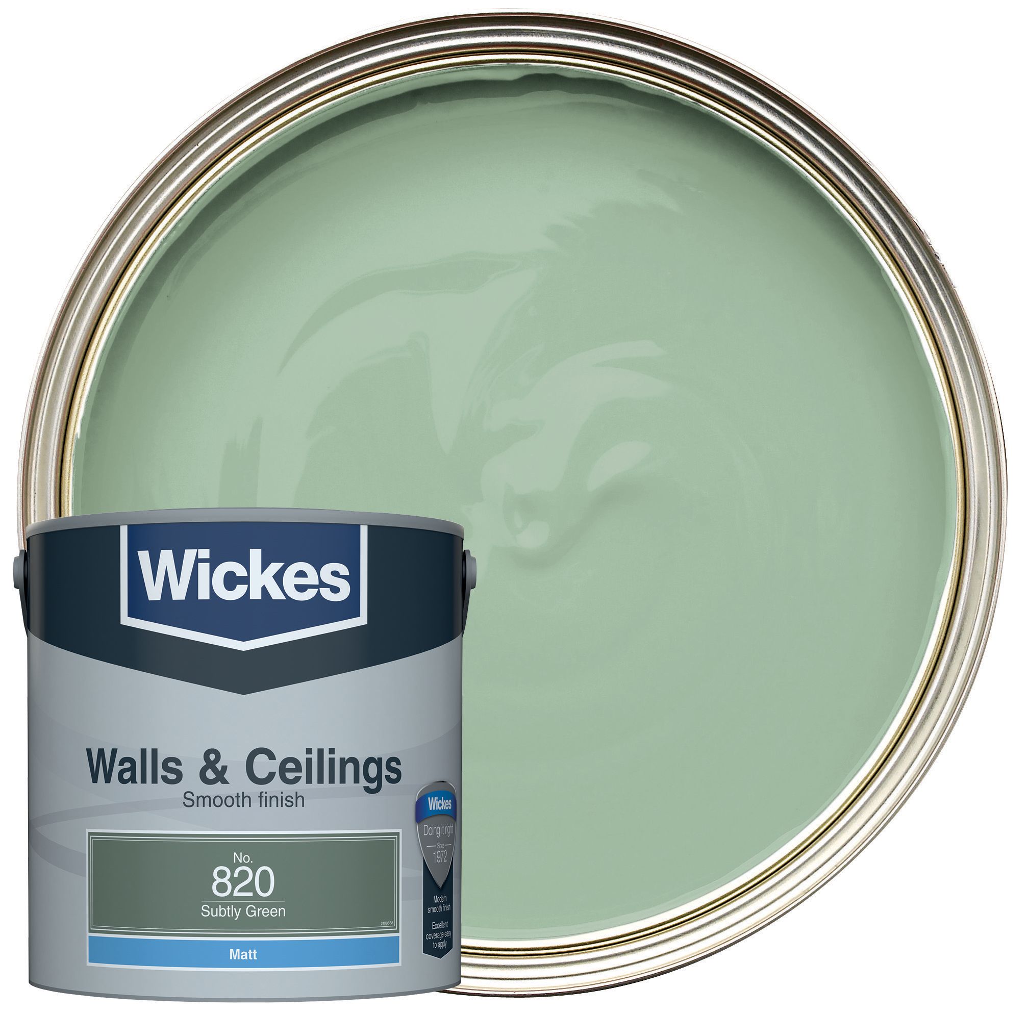 Wickes Vinyl Matt Emulsion Paint - Subtly Green No.820 - 2.5L