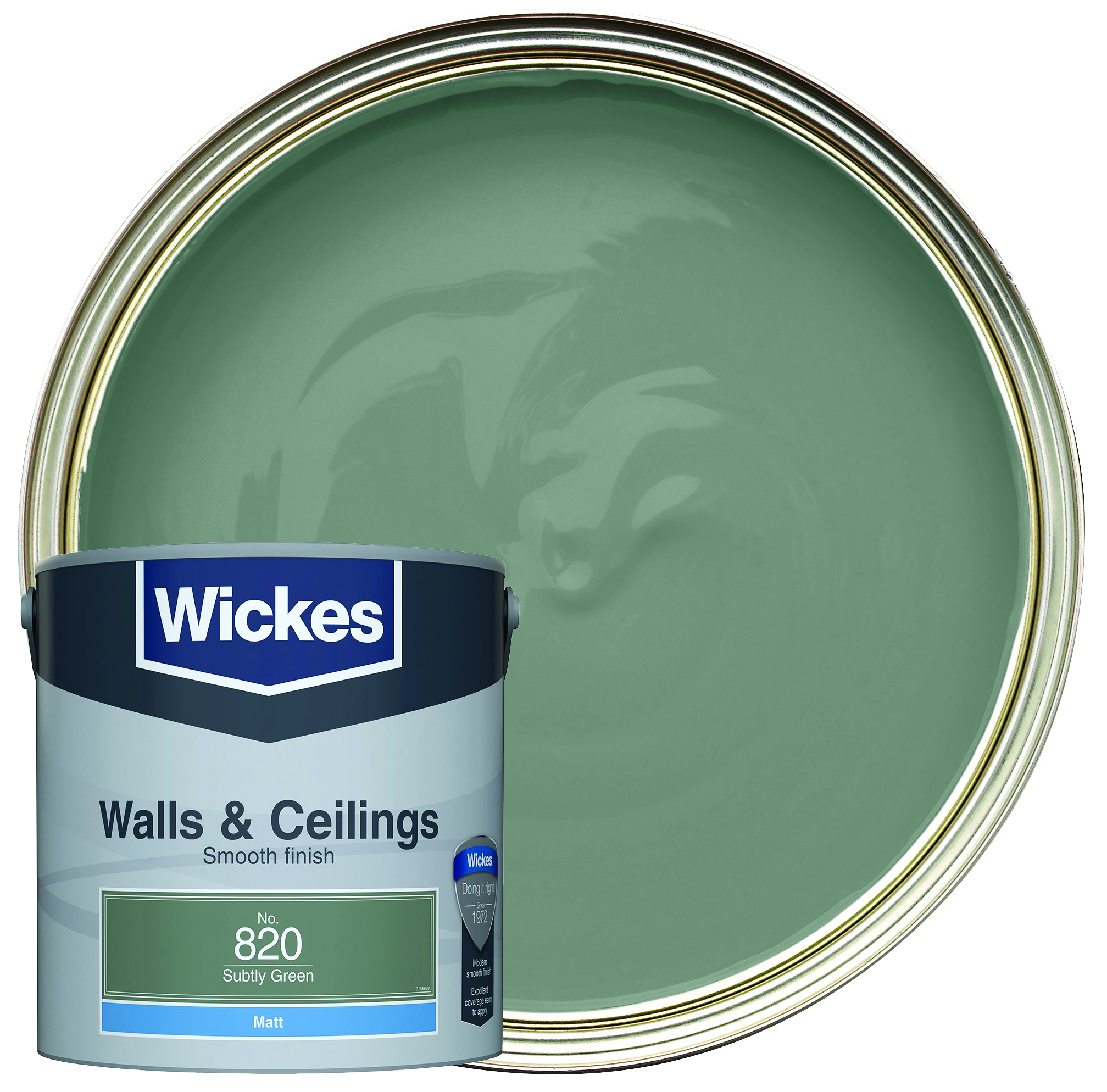 Wickes Vinyl Matt Emulsion Paint - Subtly Green No.820 - 2.5L