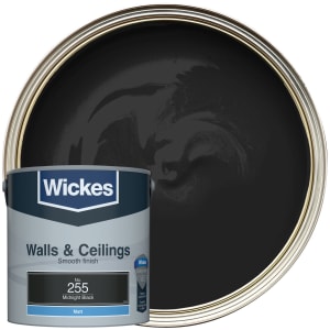 Wickes Vinyl Matt Emulsion Paint - Midnight Black No.255 - 2.5L