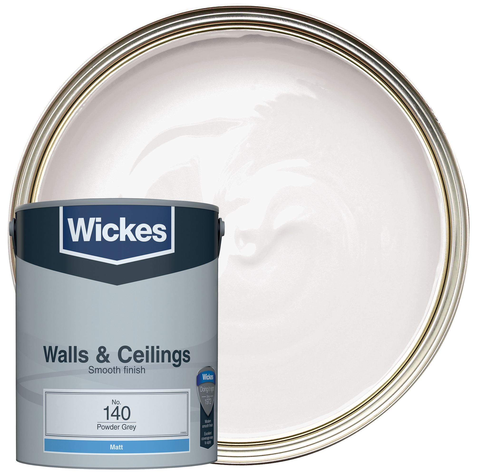 Wickes Vinyl Matt Emulsion Paint - Powder Grey No.140 - 5L