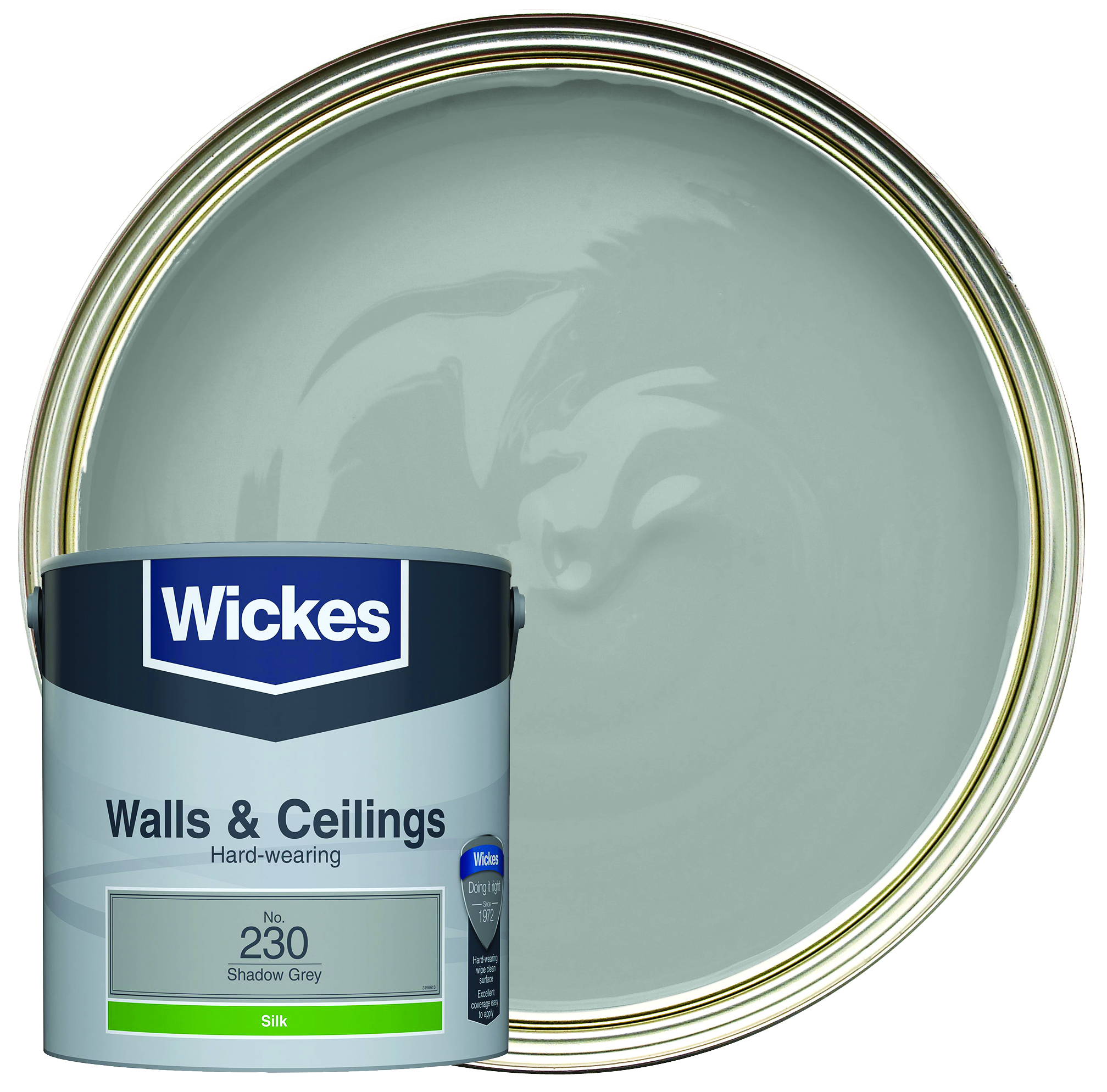 Wickes Vinyl Silk Emulsion Paint - Shadow Grey No.230 - 2.5L