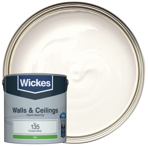 Wickes Frosted White No 135 Vinyl Silk Emulsion Paint 2 5l Co Uk - White Paint For Walls Silk