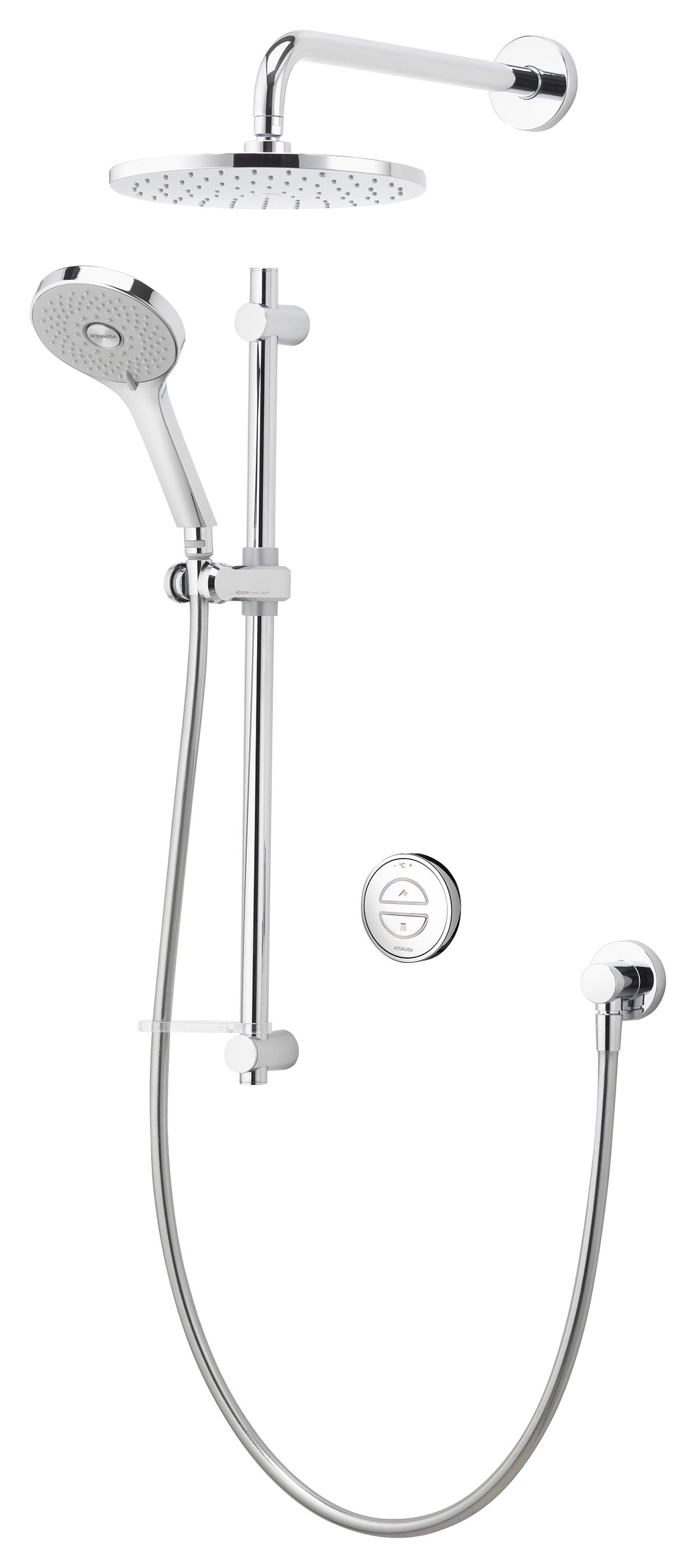 Image of Aqualisa Unity Q Smart Divert Concealed Gravity Pumped Shower with Wall Fixed Shower Head & Bath Filler