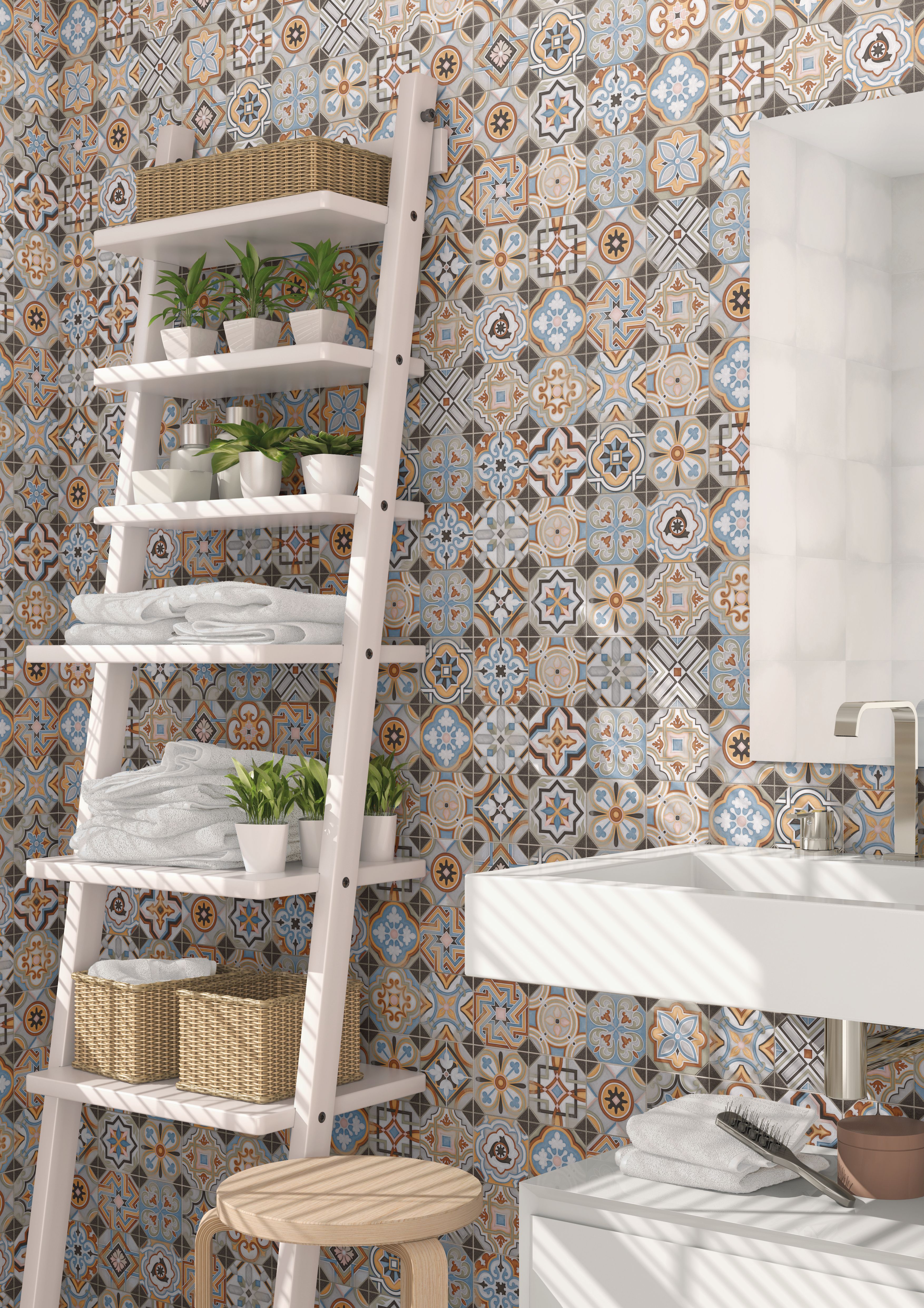 Image of Wickes Central Park Patterned Ceramic Wall & Floor Tile - 316 x 316mm - Sample