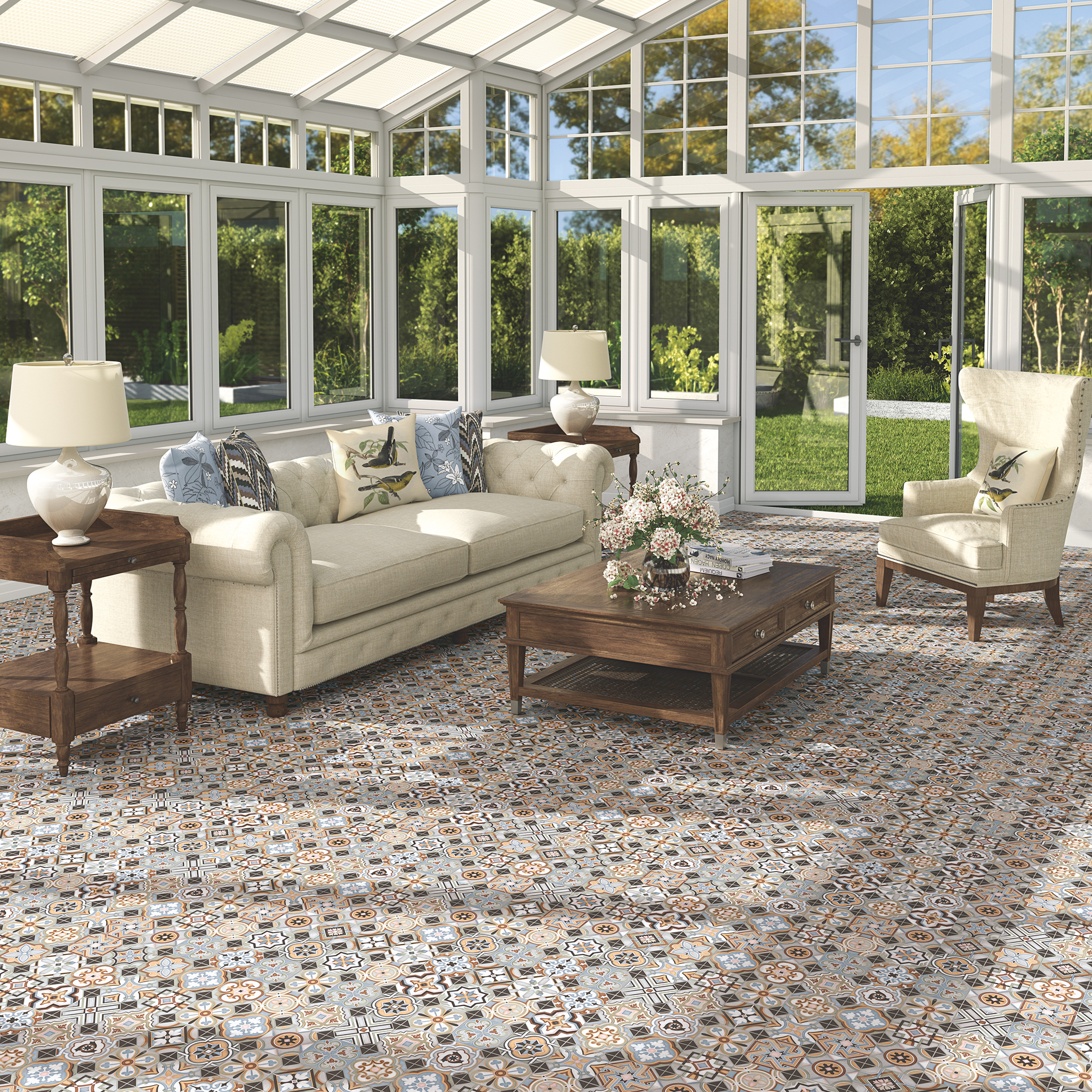 Image of Wickes Central Park Patterned Ceramic Wall & Floor Tile - 316 x 316mm
