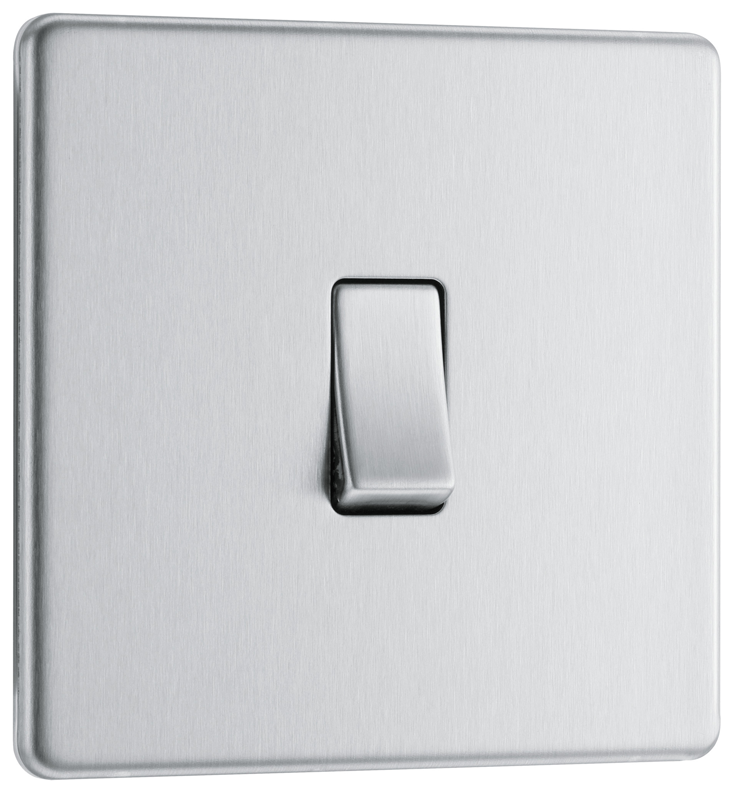 BG Screwless Flatplate Brushed Steel Single Switch 10Ax 2 Way