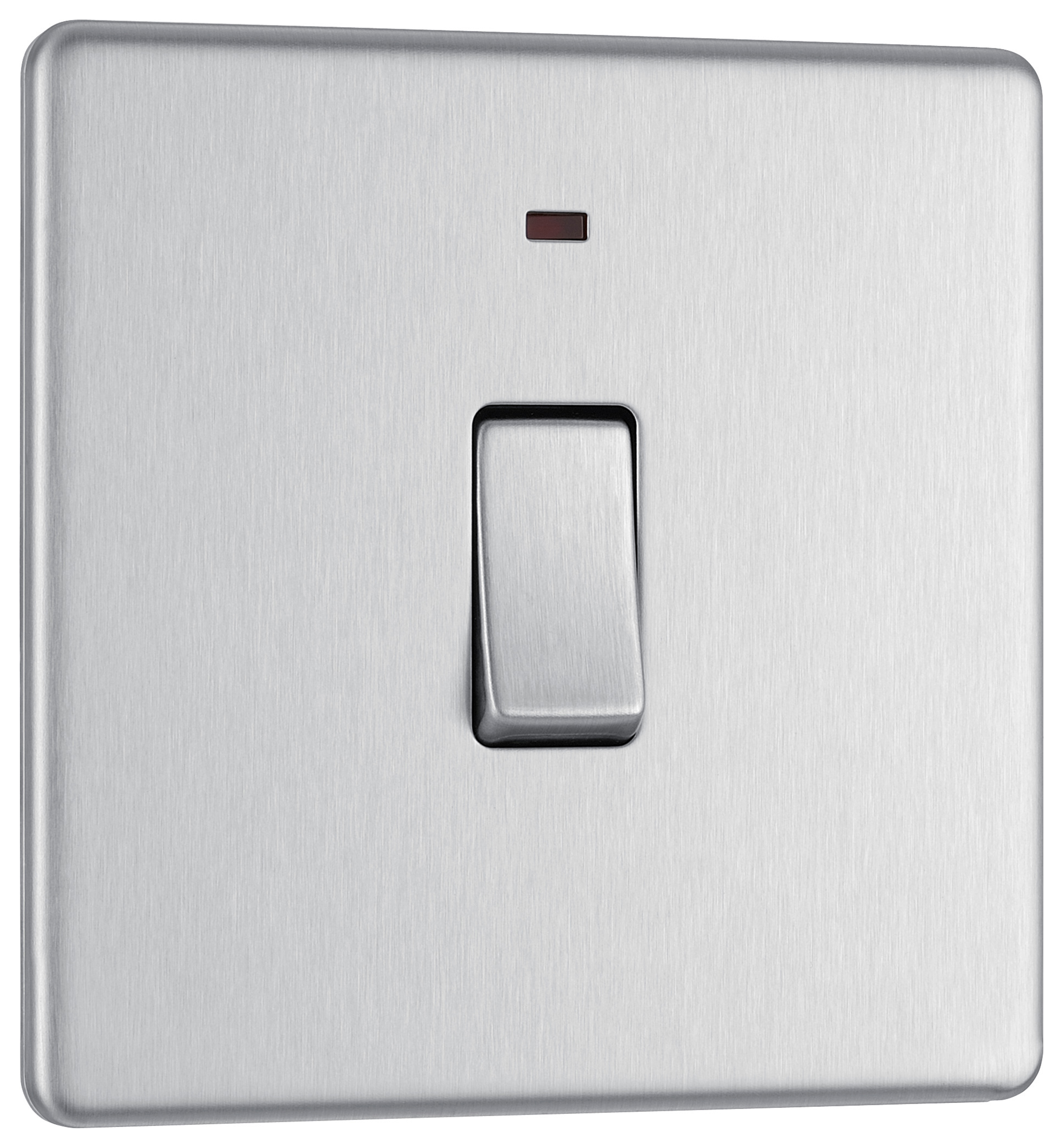 BG Screwless Flatplate Brushed Steel Single Switch 20A With Power Indicator