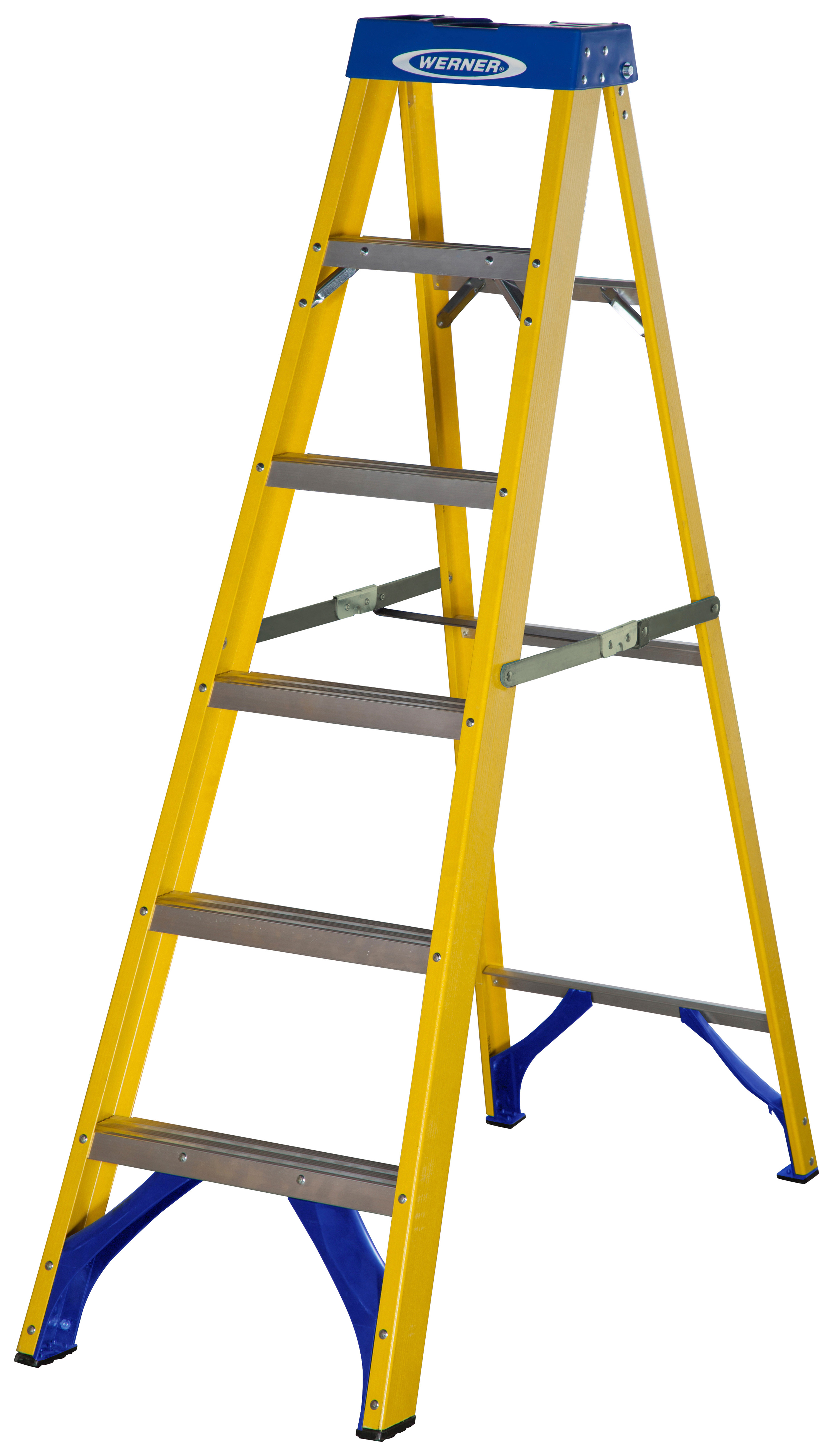 Image of Werner 6 Tread Fibreglass Swingback Stepladder