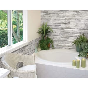Wickes Quarzo Grey Splitface Porcelain Mosaic Wall & Floor Tile - 394 x 160mm (Pack of 15)
