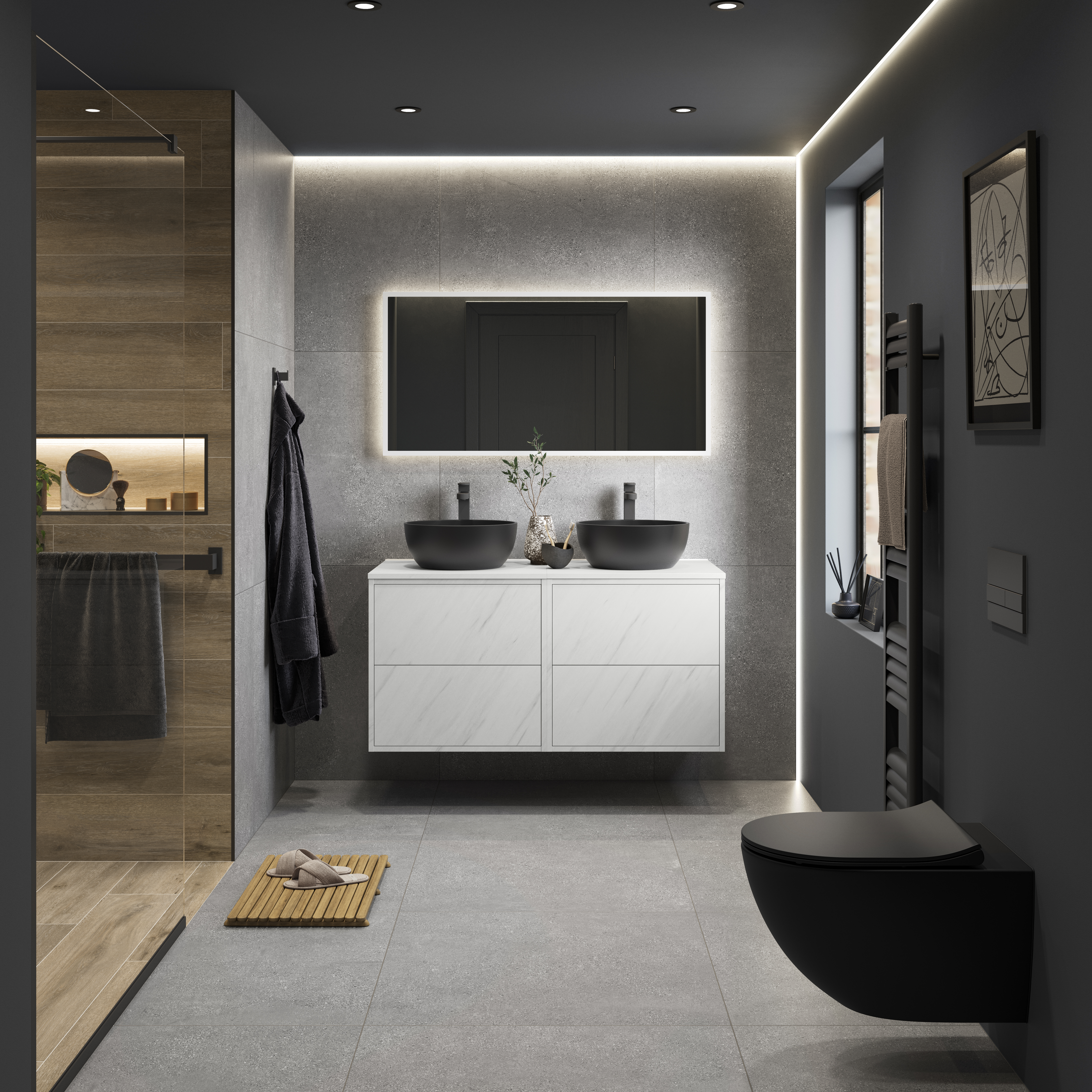 Image of Wickes Boutique Andora Grey Glazed Porcelain Wall & Floor Tile - 790 x 790mm