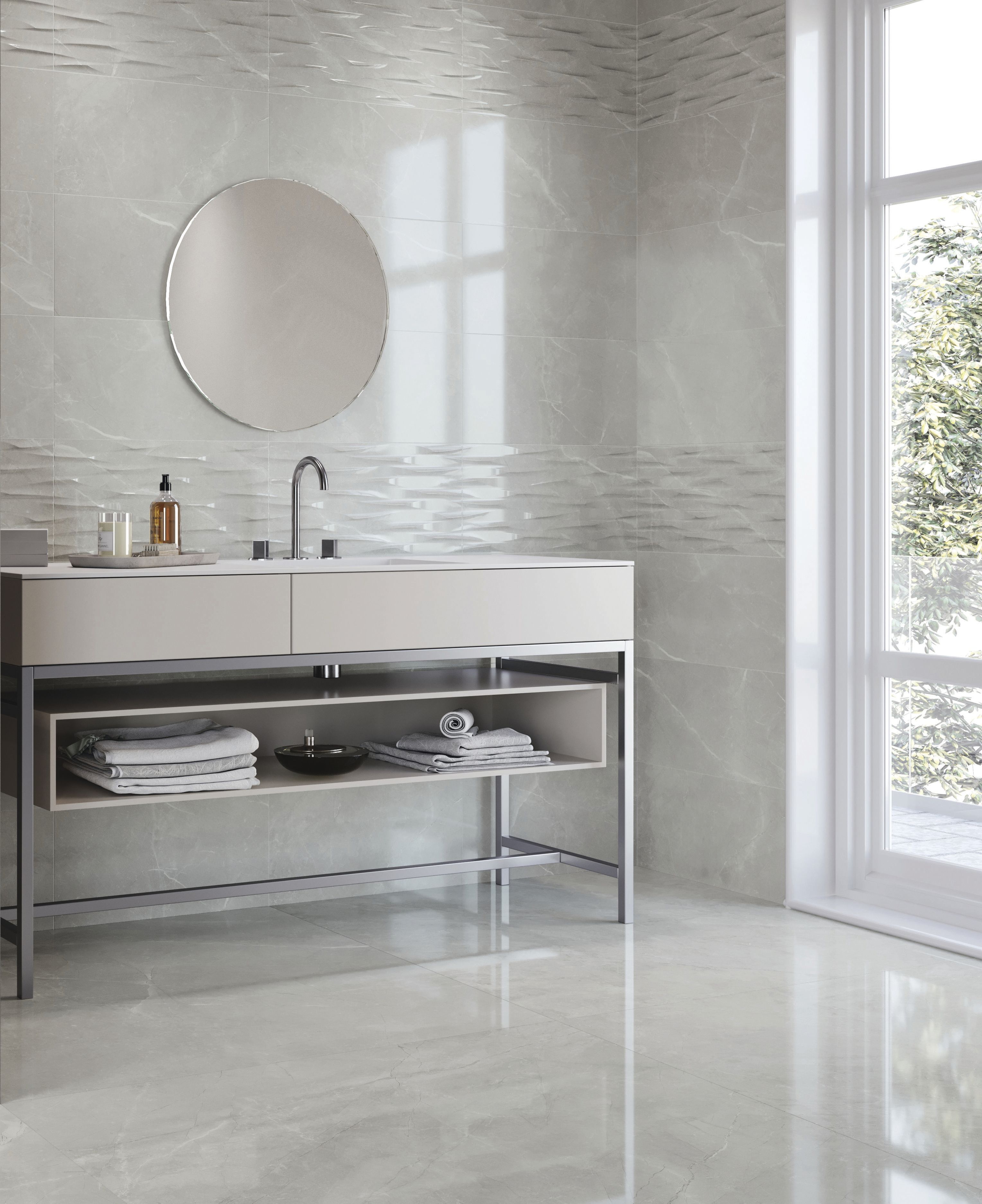Image of Wickes Boutique Bukan Silver Glazed Porcelain Wall & Floor Tile - 600 x 600mm