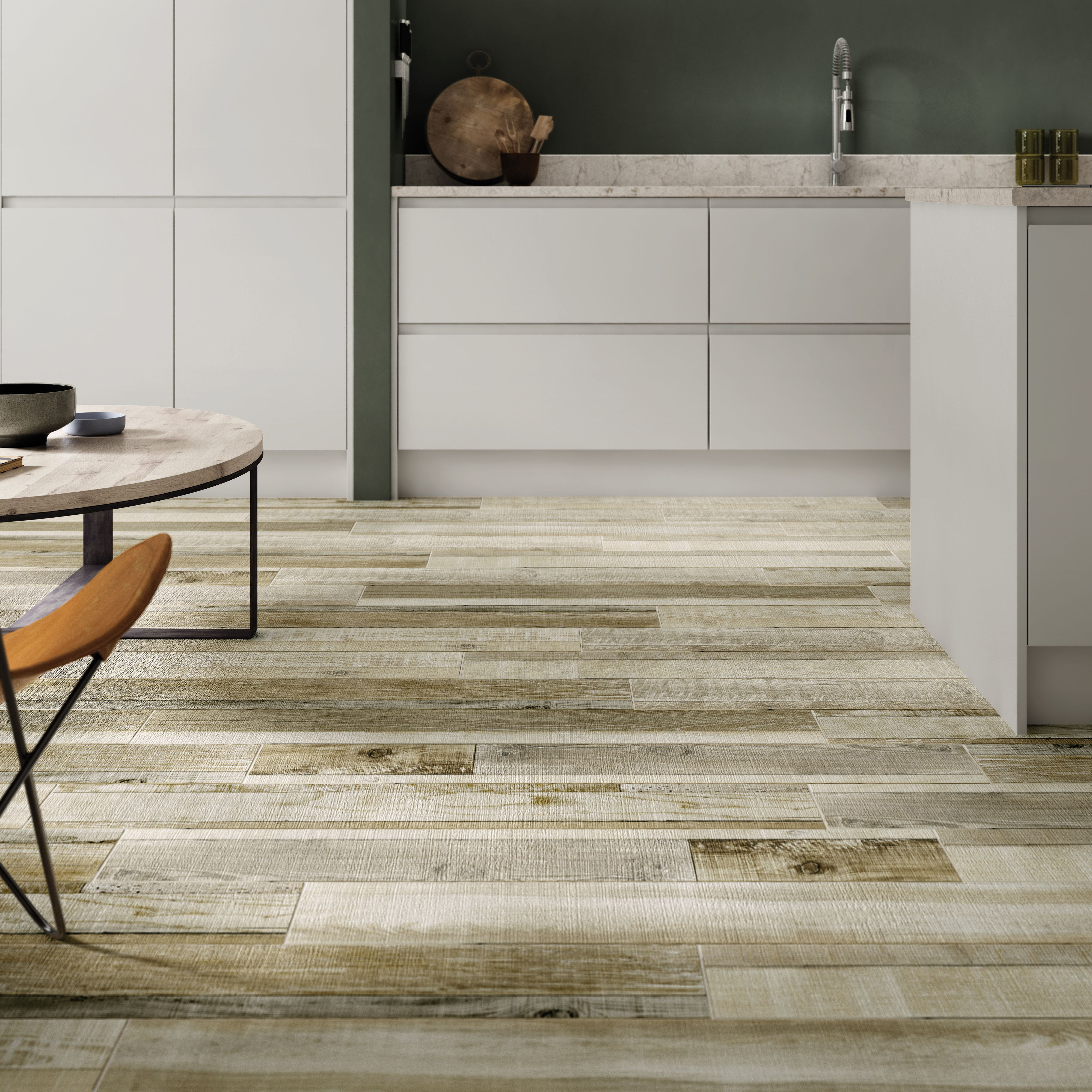 Wickes Boutique Kauri Natural Glazed Porcelain Wood Effect Wall & Floor Tile - 1140 x 200mm