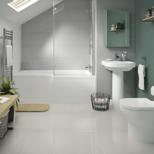 Wickes Boutique Smart White Lux Glazed, Non Slip Bathroom Floor Tiles B Q