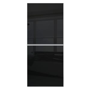 Spacepro Minimalist Sliding Wardrobe Door 2 Panel Silver Frame - Black