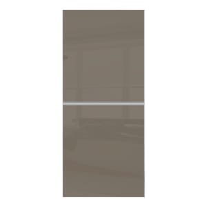 Spacepro Minimalist Sliding Wardrobe Door 2 Panel Silver Frame - Cappuccino