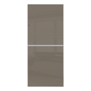 Image of Spacepro Minimalist Sliding Wardrobe Door 2 Panel Silver Frame Cappuccino - 762mm