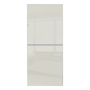 Image of Spacepro Minimalist Sliding Wardrobe Door 2 Panel Silver Frame Arctic White - 762mm