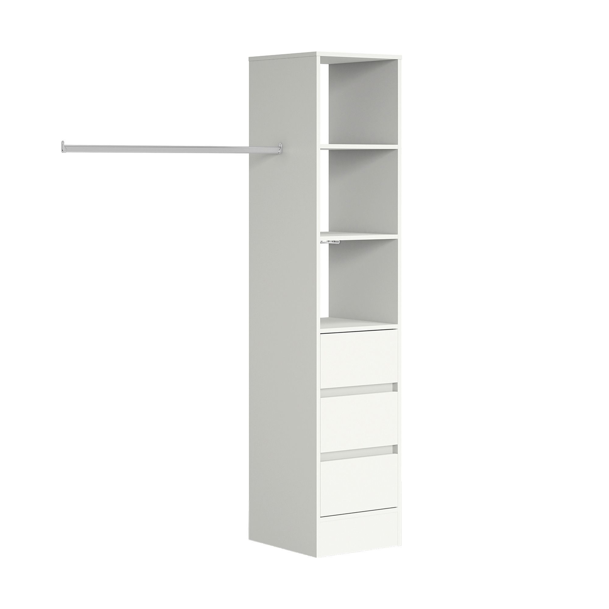 Image of Spacepro Wardrobe Storage Kit Tower Unit with 3 Drawers White - 450mm