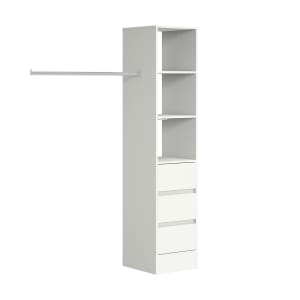 Spacepro Wardrobe Storage Kit Tower Unit with 3 Drawers - White