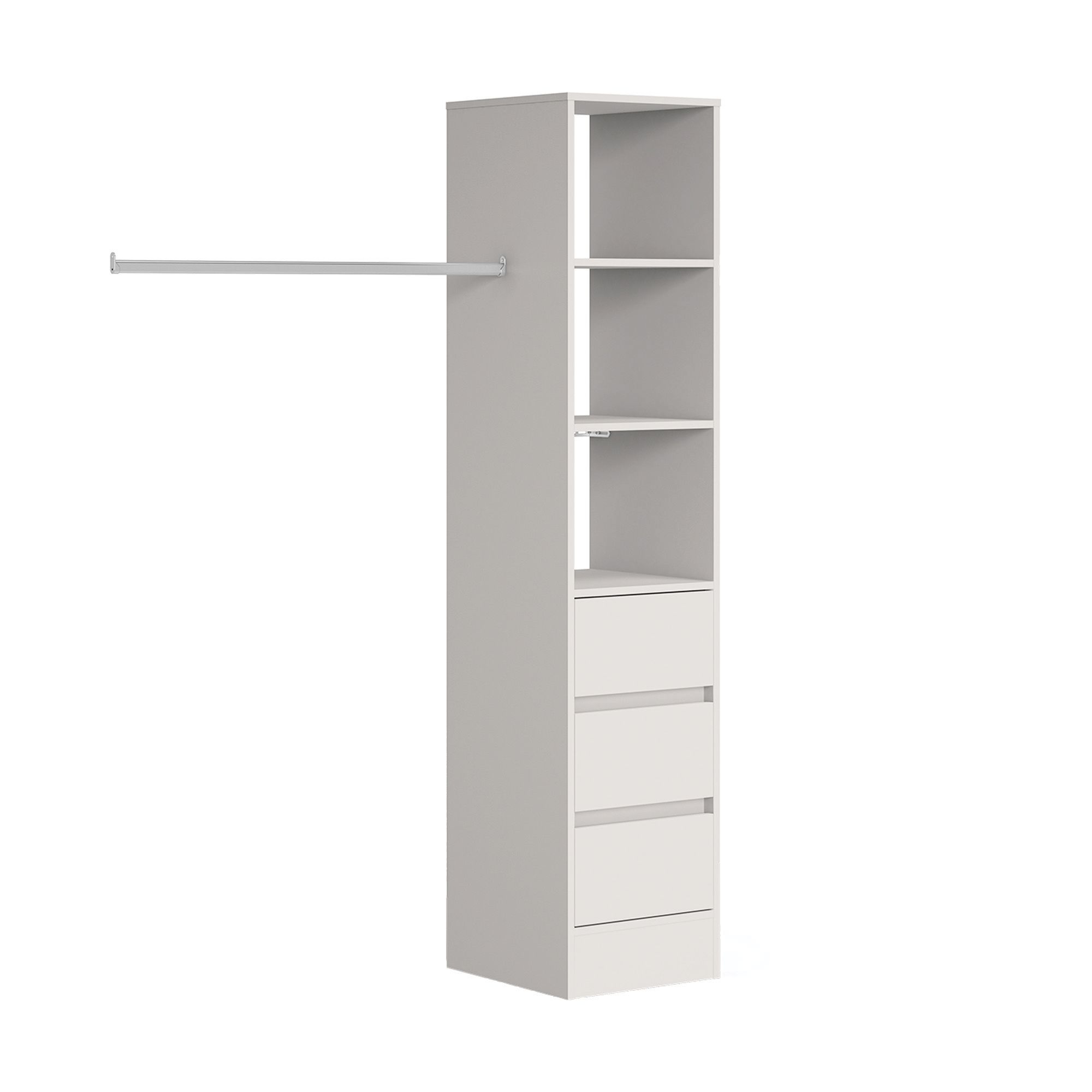 Image of Spacepro Wardrobe Storage Kit Tower Unit with 3 Drawers Cashmere - 450mm
