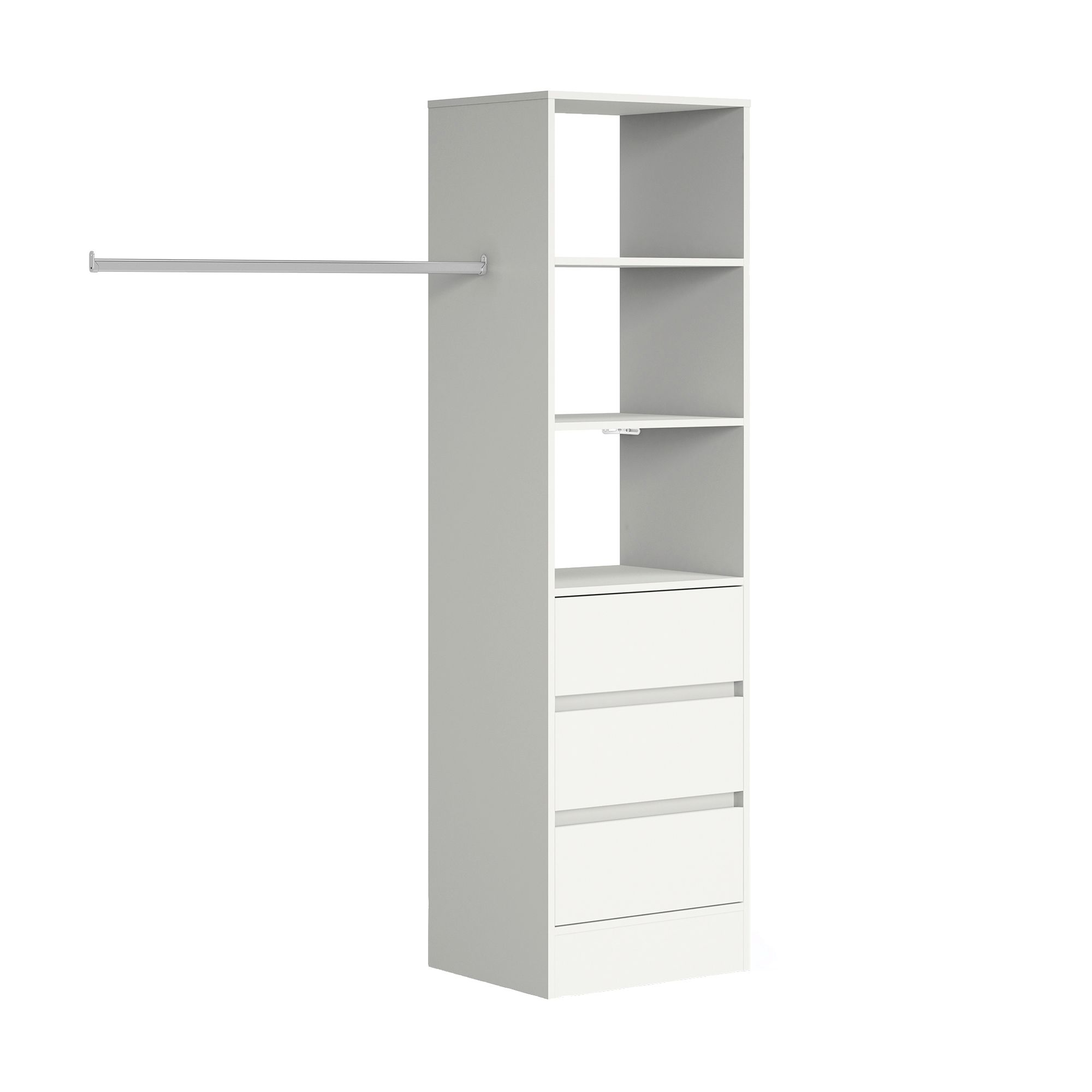 Image of Spacepro Wardrobe Storage Kit Tower Unit with 3 Drawers White - 600mm