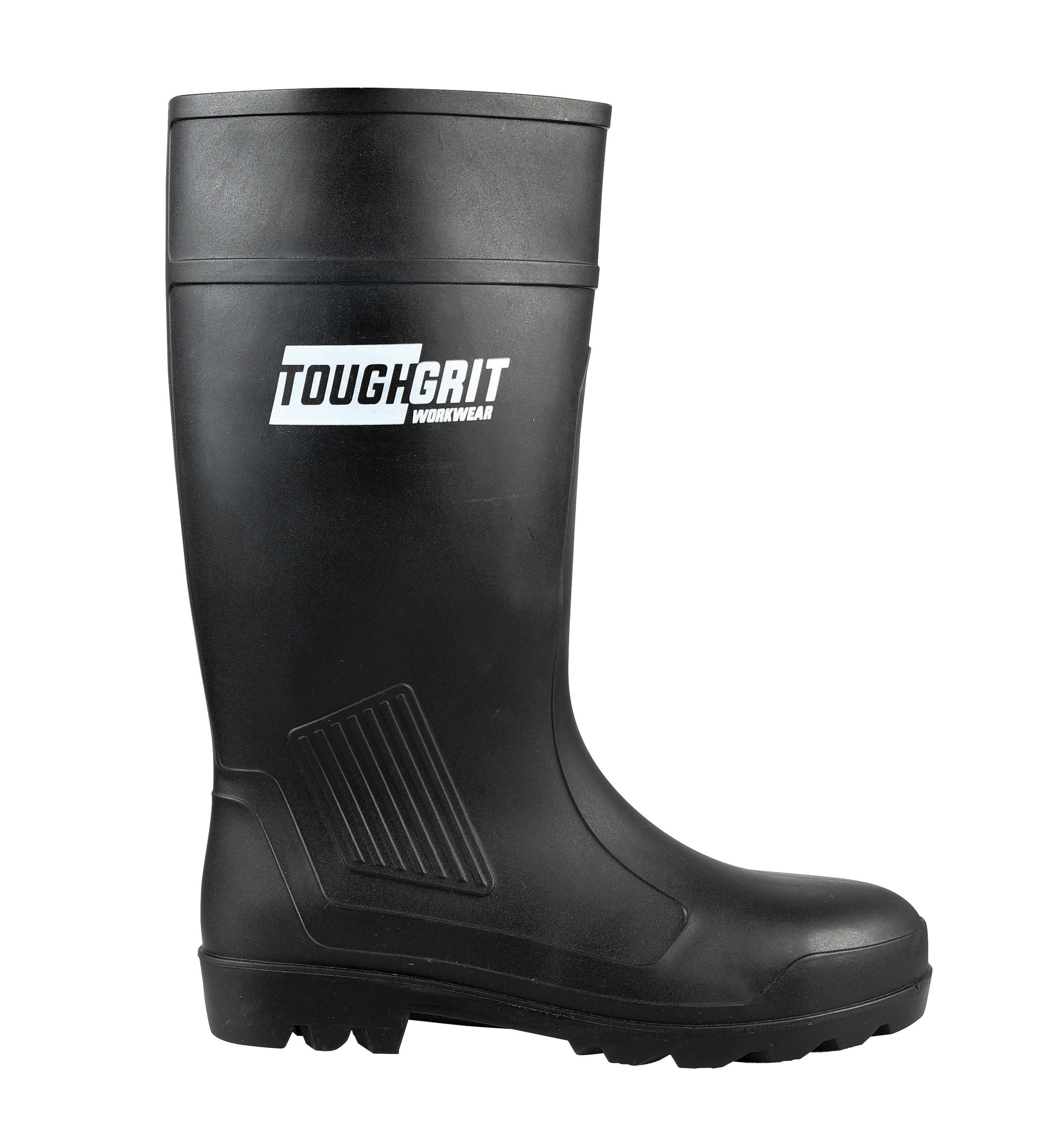 Tough Grit Larch Safety Wellington Boot - Black Size 8