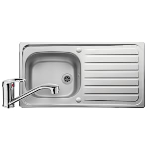 Leisure Linear 1 Bowl Reversible Kitchen Sink and Single Lever Tap Pack - Stainless Steel