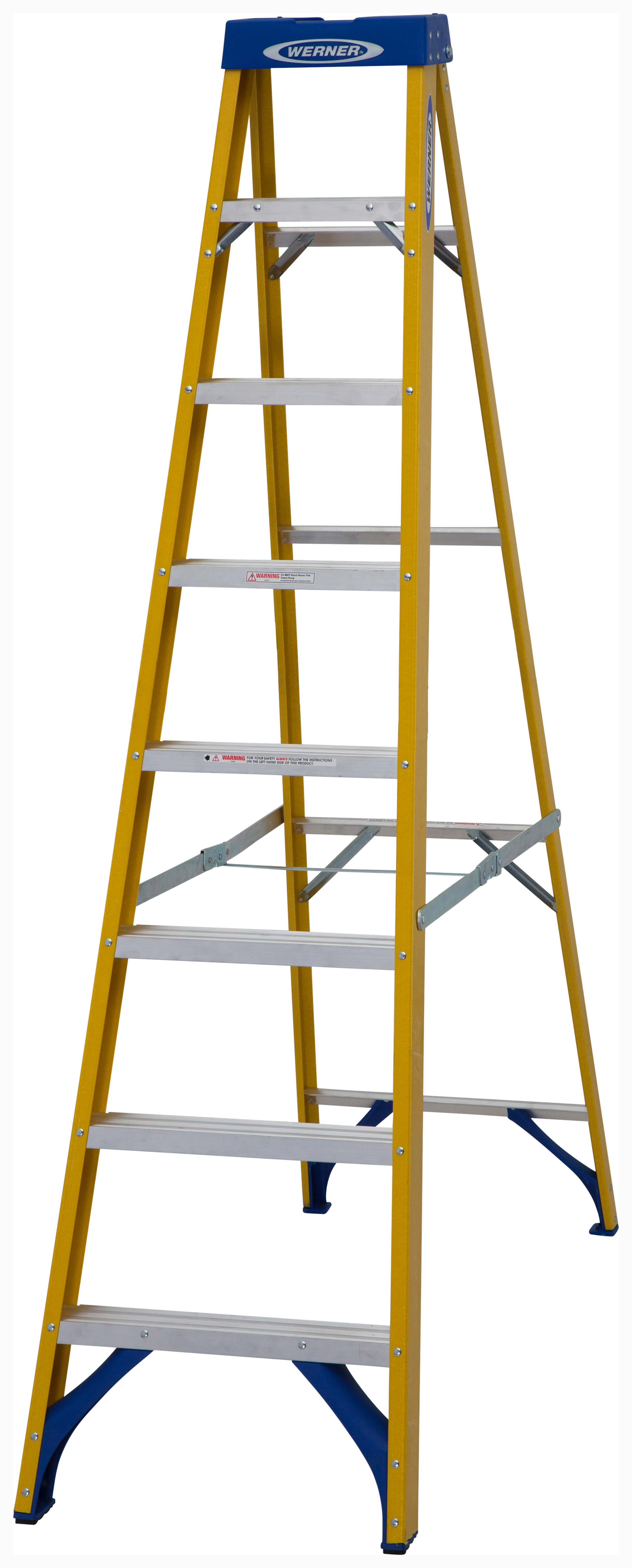 Image of Werner 8 Tread Fibreglass Swingback Stepladder