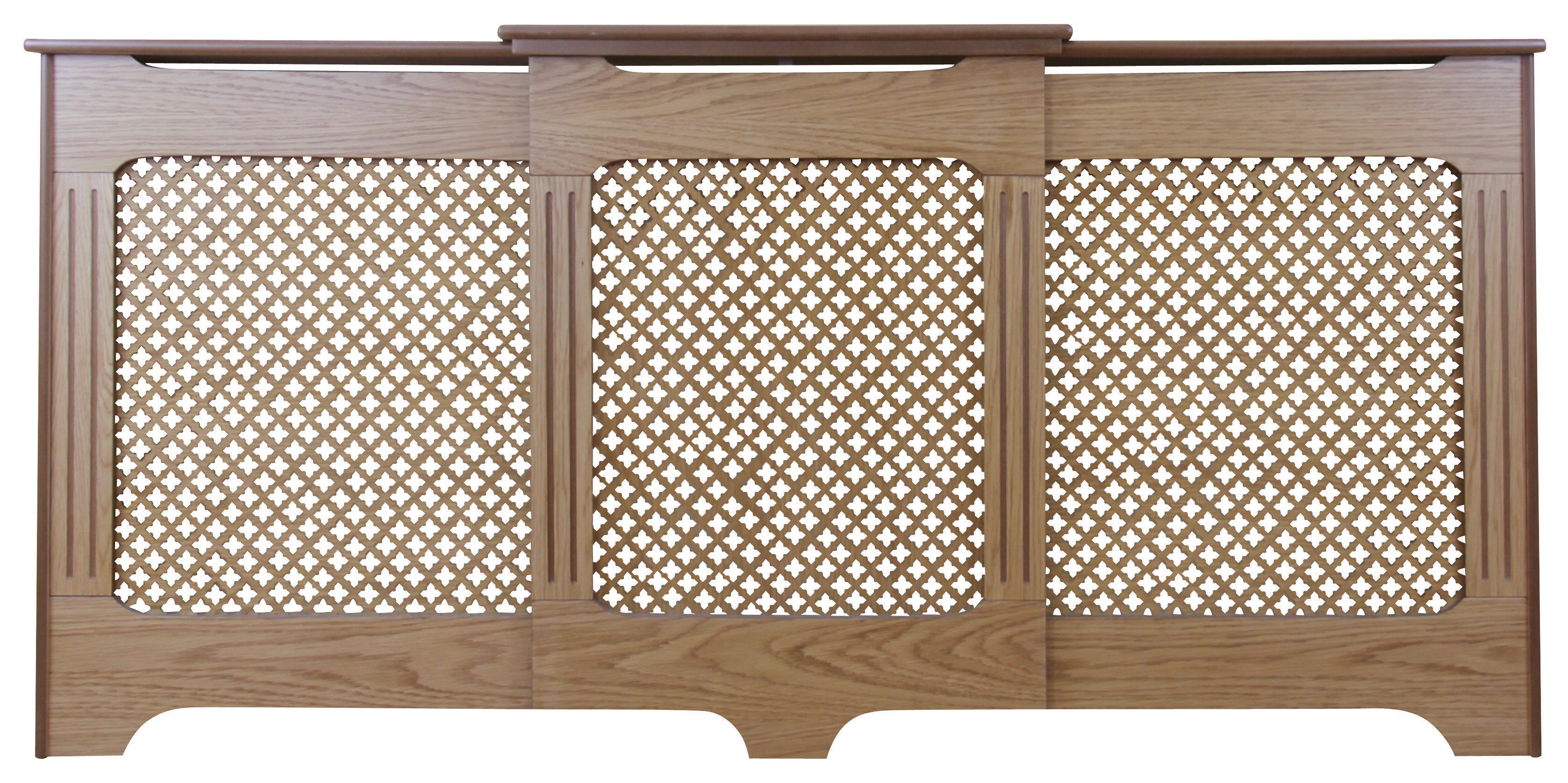Image of Wickes Derwent Large Adjustable Radiator Cover Oak - 1430-2000 mm