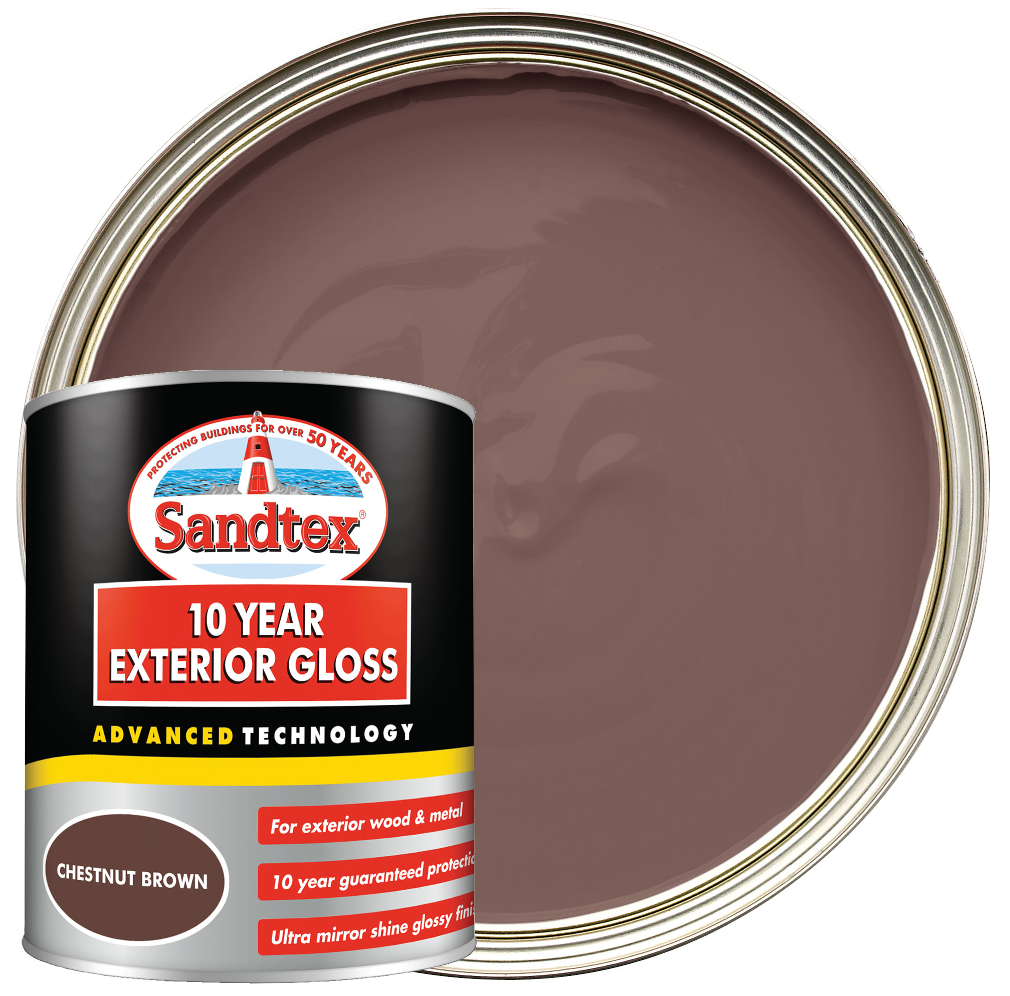 Sandtex 10 Year Exterior Gloss Paint Chestnut Brown 750ml Wickes