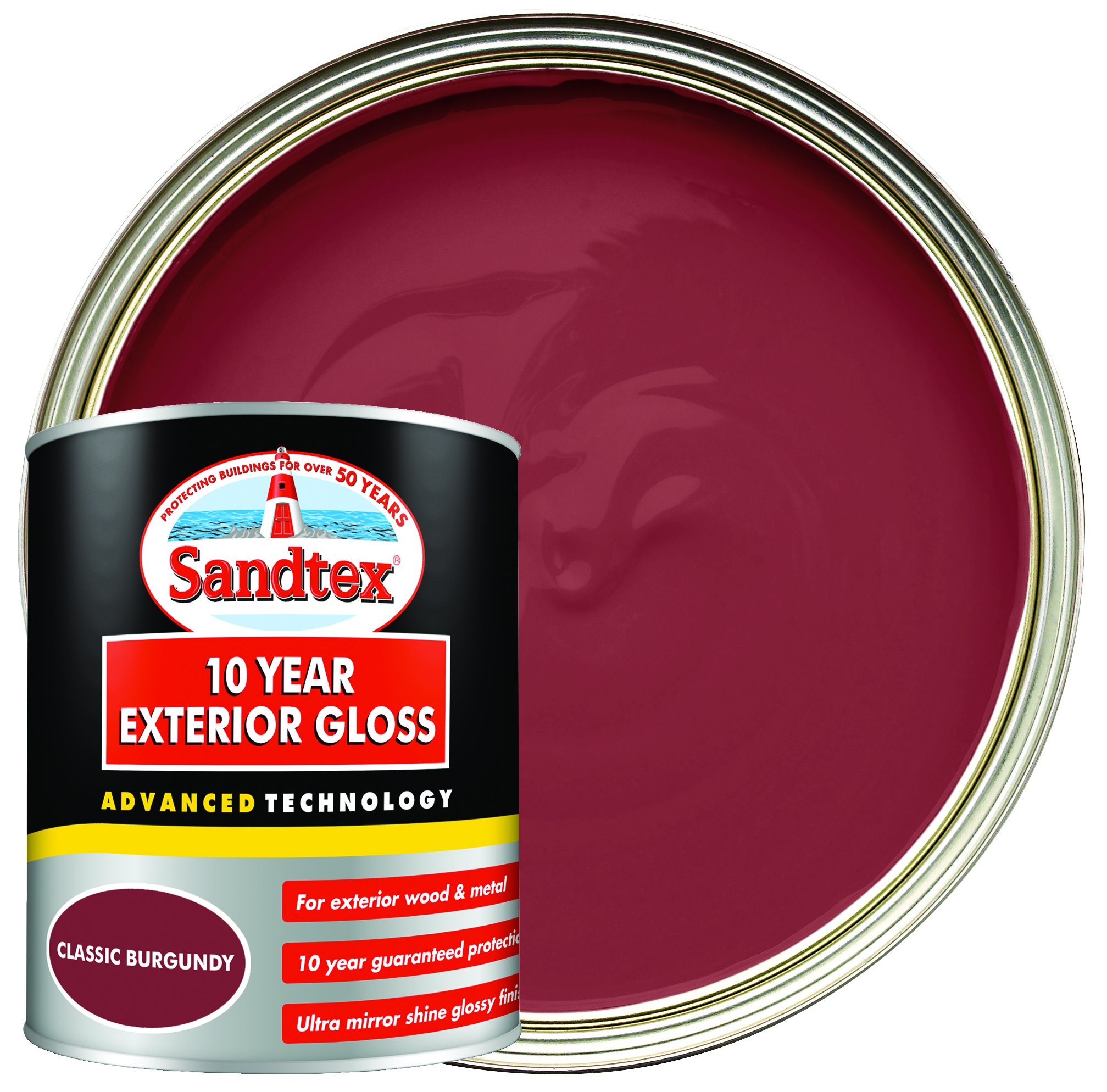 Image of Sandtex 10 Year Exterior Gloss Paint - Classic Burgundy - 750ml