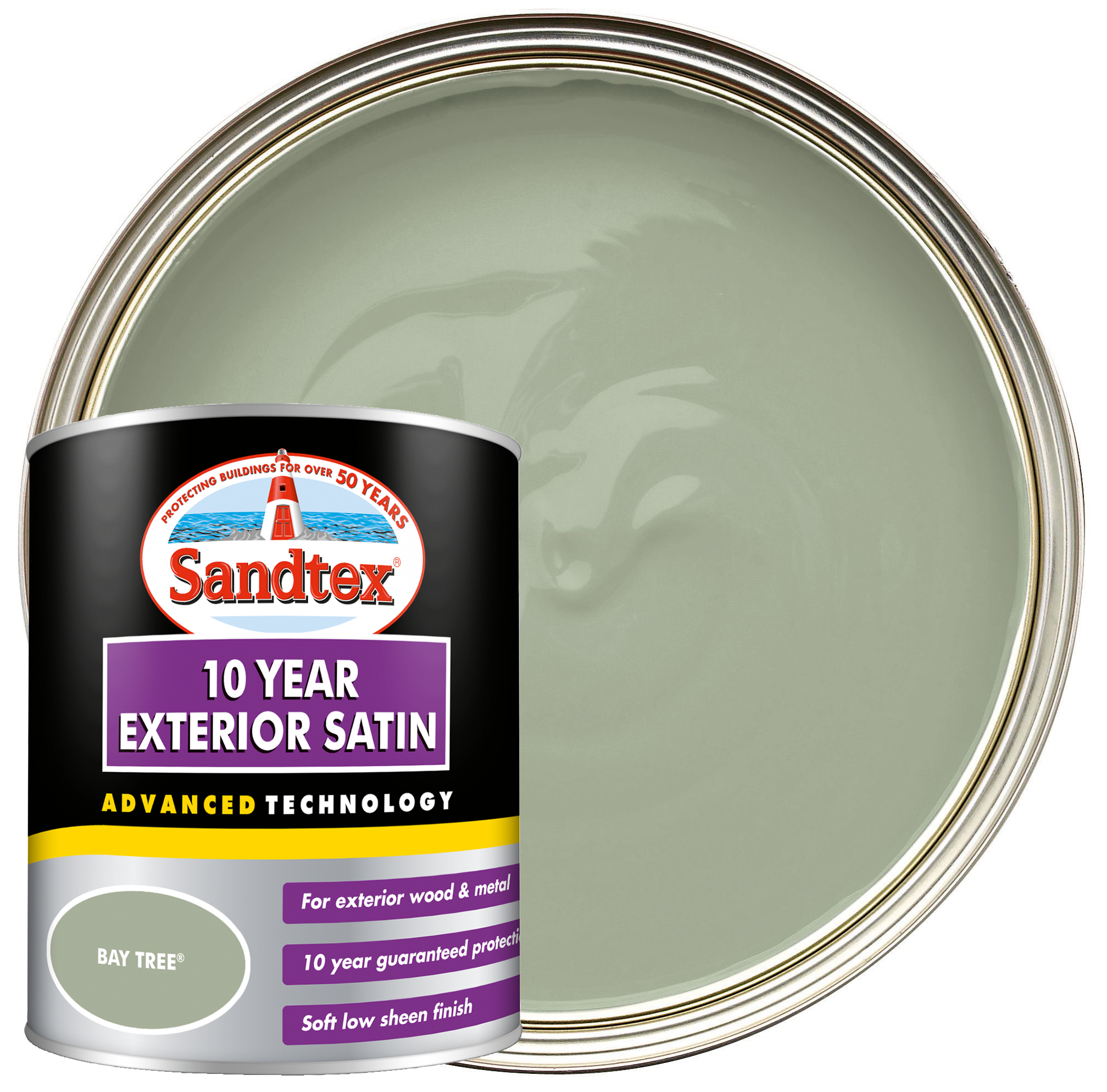 Image of Sandtex 10 Year Exterior Satin Paint - Bay Tree - 750ml