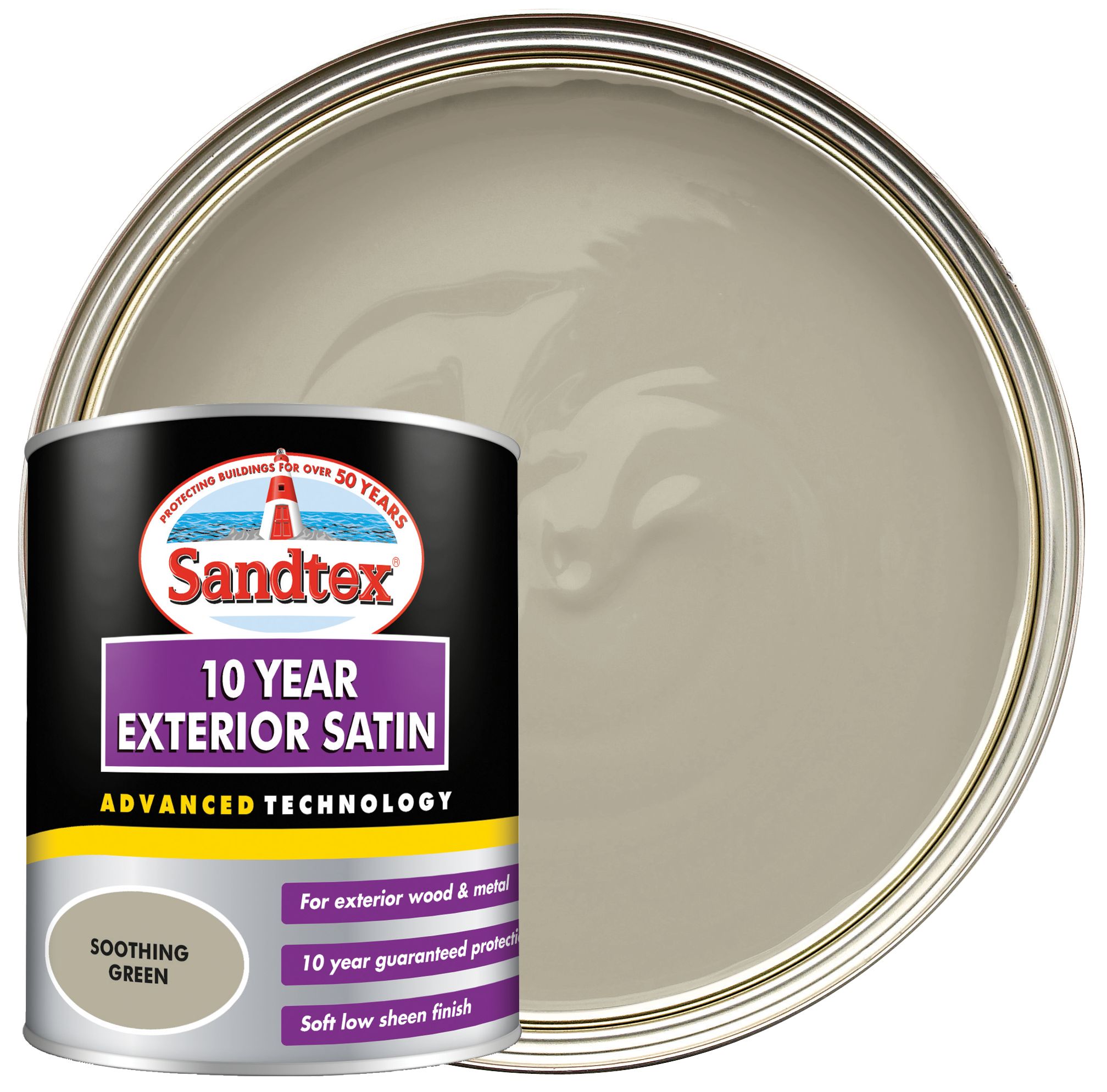 Sandtex 10 Year Exterior Satin Paint - Soothing Green - 750ml