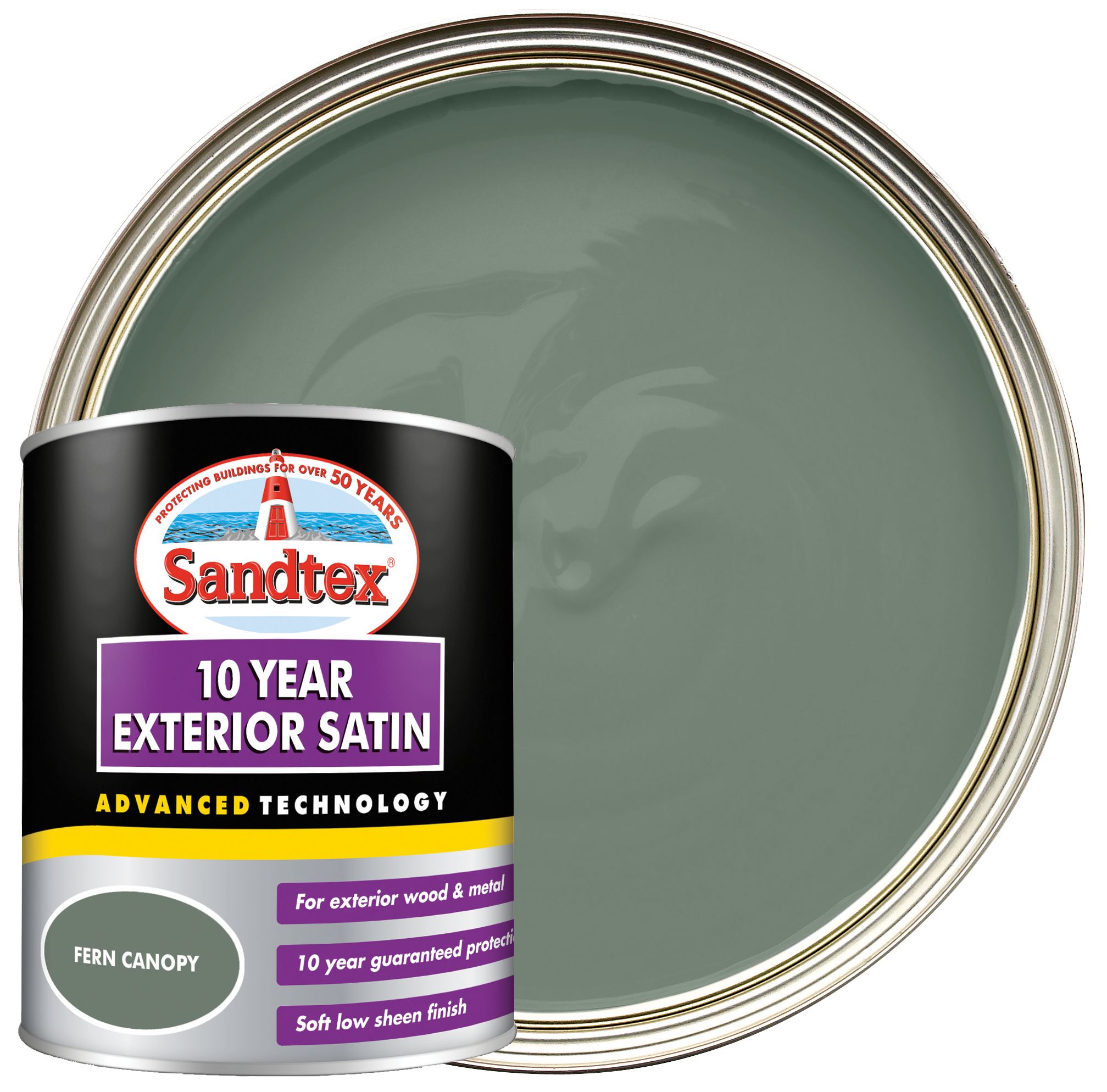 Sandtex 10 Year Exterior Satin Paint - Fern Canopy - 750ml