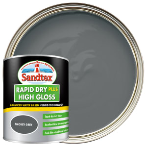 Sandtex Rapid Dry Plus High Gloss Paint - Smoky Grey - 750ml