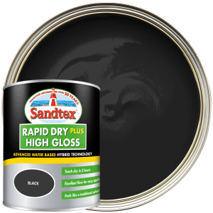 Sandtex Rapid Dry Plus High Gloss Paint - Black - 750ml