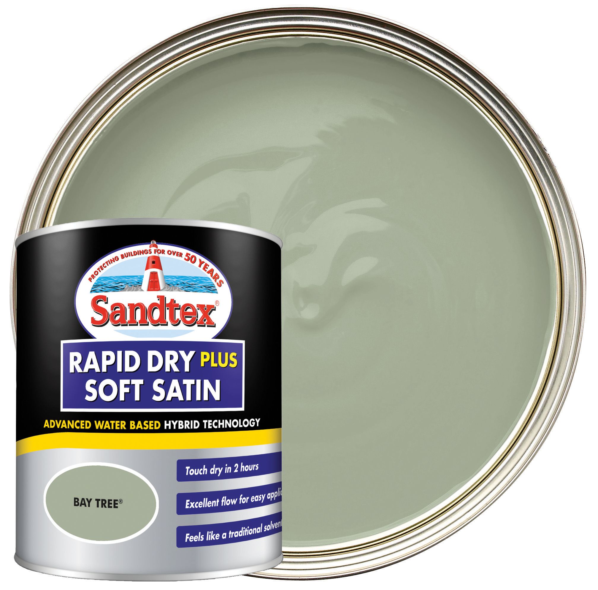 Image of Sandtex Rapid Dry Plus Soft Satin Paint - Bay Tree - 750ml