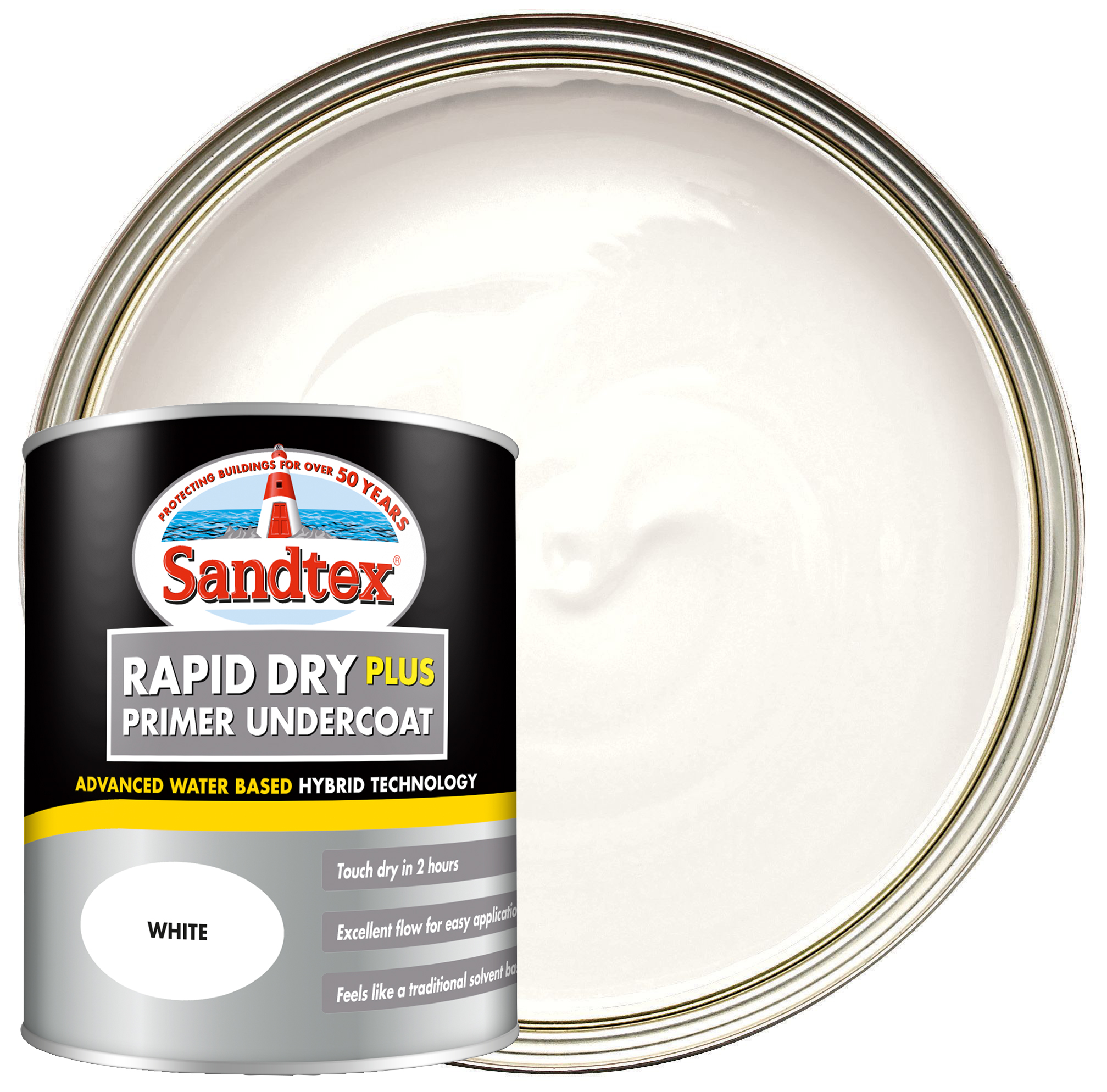 Image of Sandtex Rapid Dry Plus Primer Undercoat Paint - White - 750ml