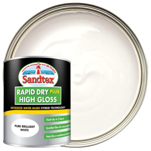Sandtex Rapid Dry Plus High Gloss Paint - Pure Brilliant White - 750ml