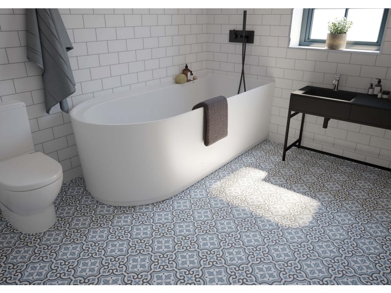 Tiles And Flooring Wickes Co Uk, Blue And White Patterned Bathroom Floor Tiles