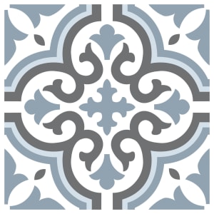 Wickes Melia Blue Patterned Ceramic Tile - 200 x 200mm Sample
