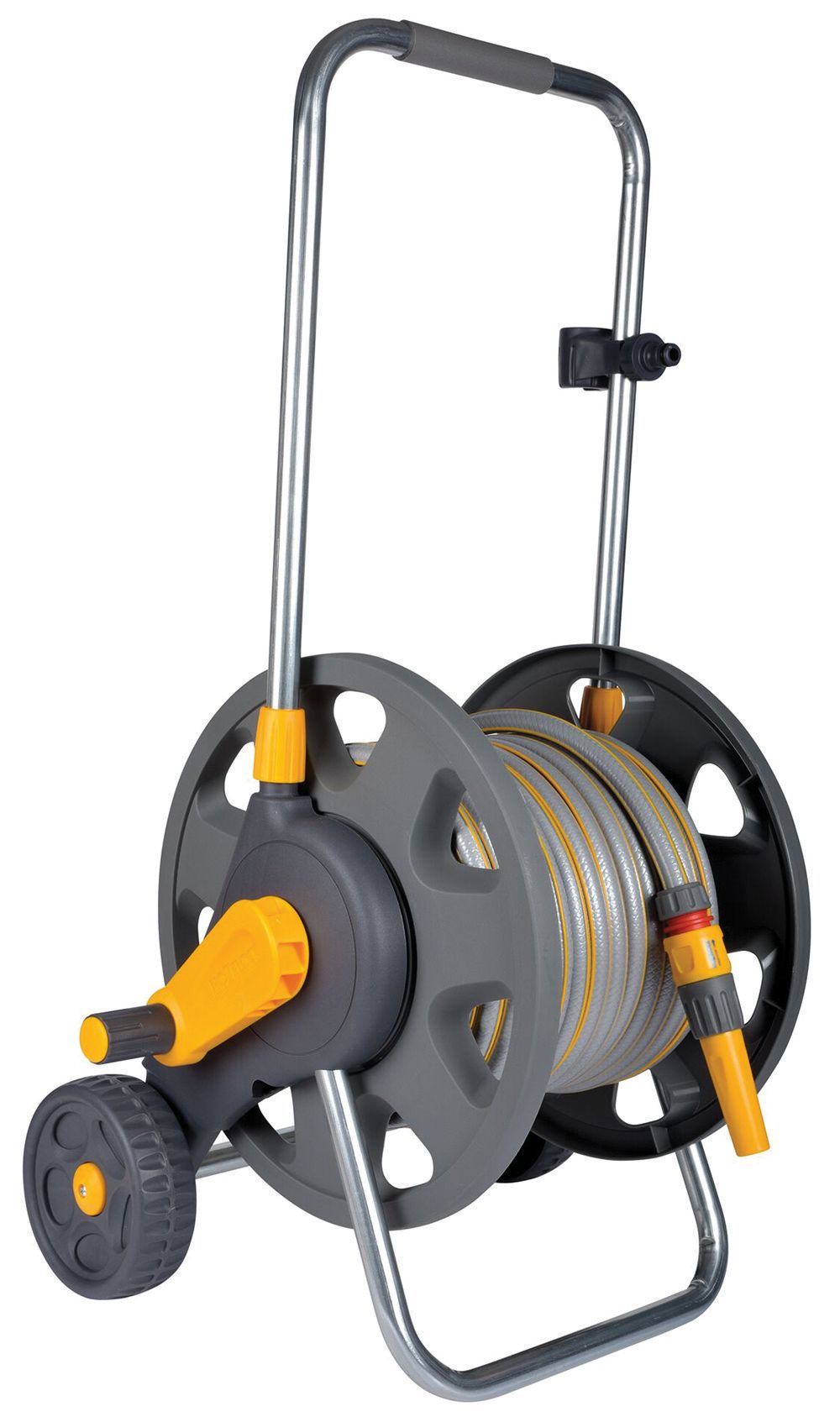 Lightweight portable hose reel trolley for 60m of 12mm of water hose