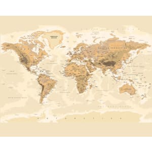 ohpopsi Sepia World Map Wall Mural