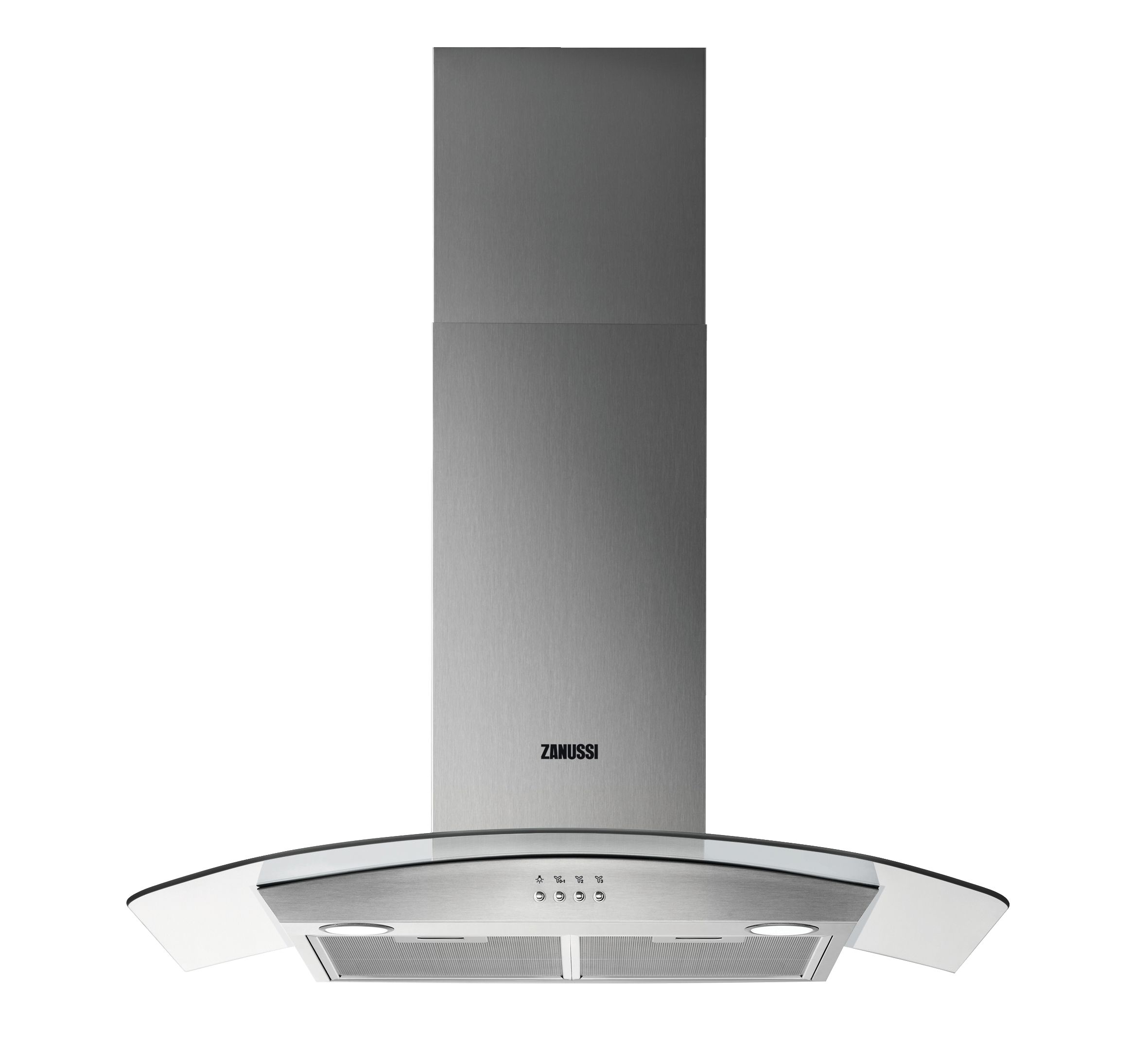 Image of Zanussi ZHC92352X 90cm Chimney Hood with Curved Glass - Stainless Steel
