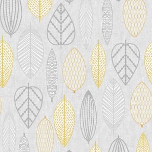 Superfresco Easy Yellow Scandi Leaf Wallpaper - 10m