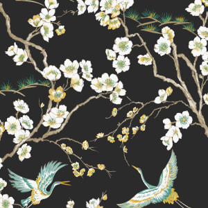 Sublime Japan Black Floral Wallpaper - 10m